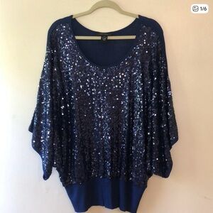 Karen Kane Navy Sequin Top